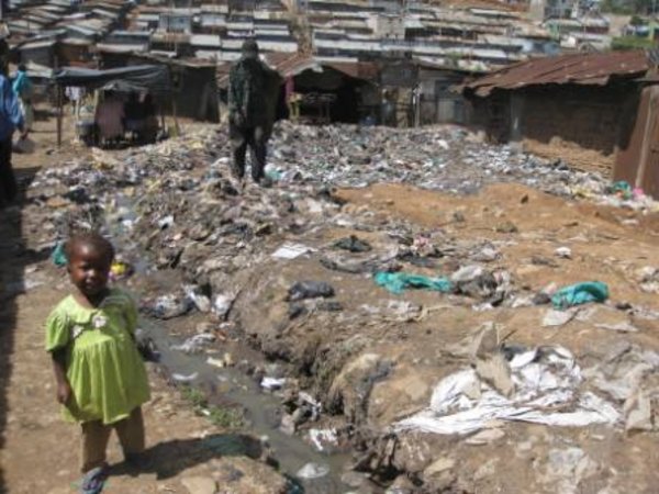 Street with trash, Mathare slums