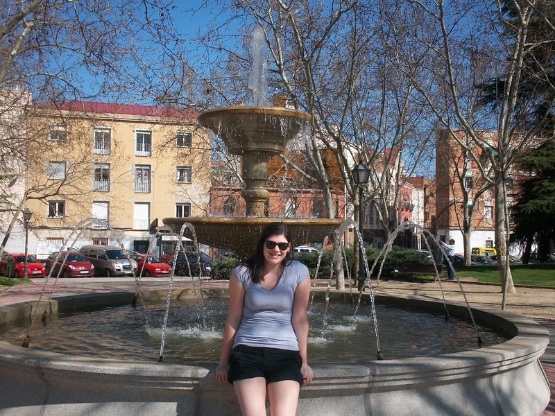 Me by a fountain close to our apartment
