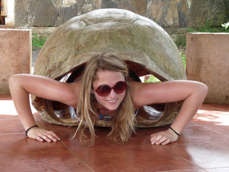Jo can fit in the shell