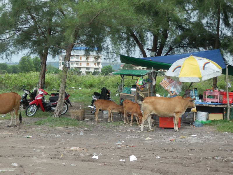 Vendors at Otres Beach picnic spot