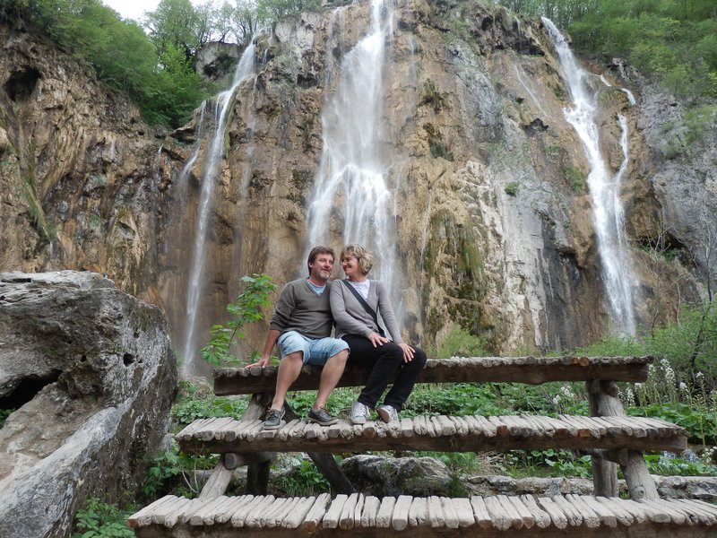 Gina and Peter at big waterfall Plitvice