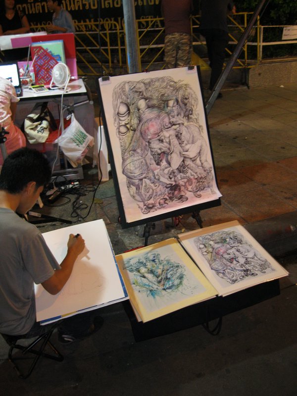 Hard working street artist of Khaosan