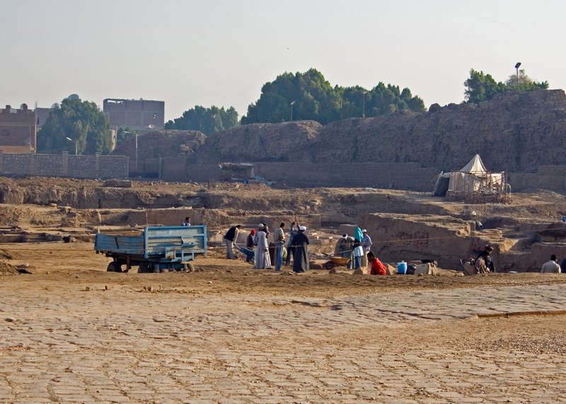 Excavating outside Karnak Temple