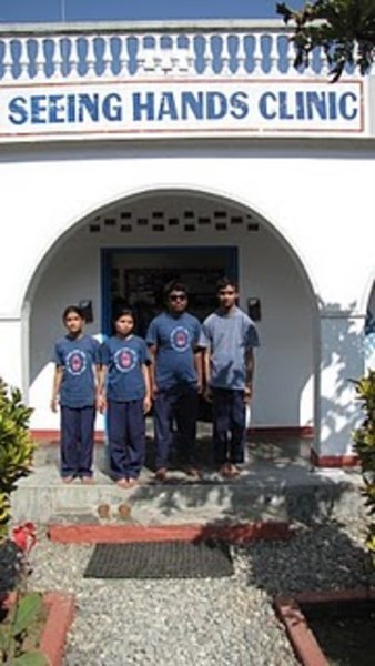 seeing hands students, left to right: Shanti, Sarsati, Hari and Ramji