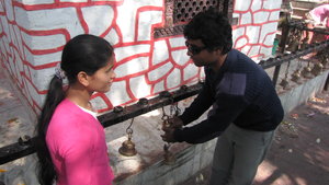 Shanti and Hari at the temple