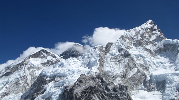 left to right: Pumori (7138M), Everest (8850M), Lhotse (8516M)
