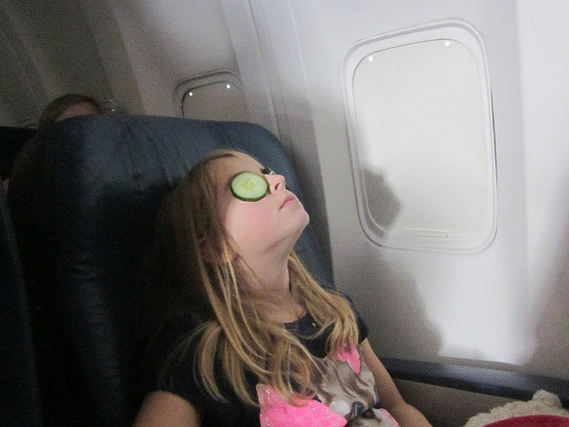 Maggie on the plane.