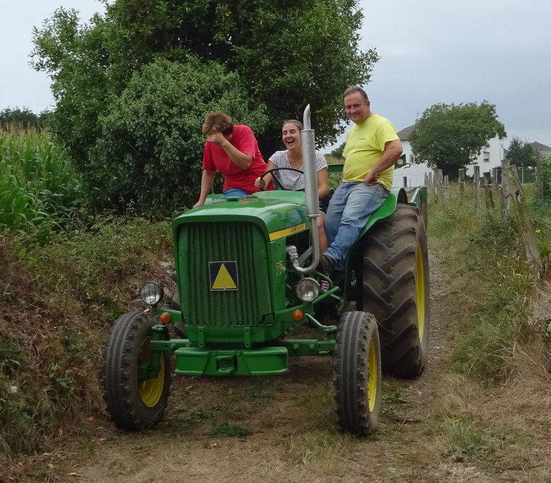 Family on a tractor