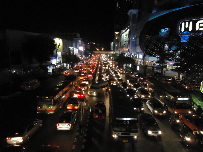 traffic at night in BKK