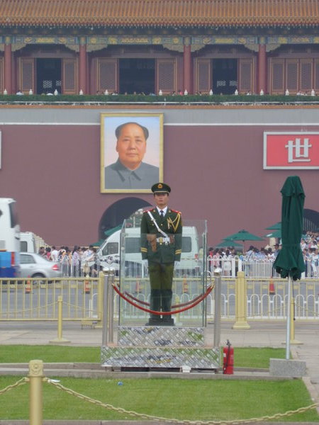 Soldier guarding the Chinese flag