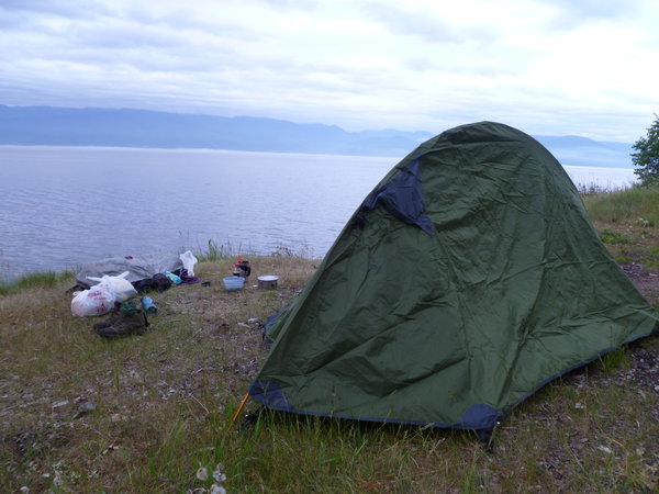 Camping by lake Baikal