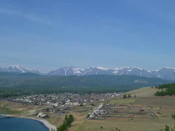 View of Baikalskoe and the mountains