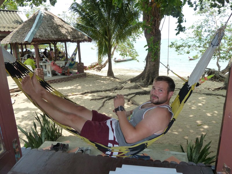 Joff on the Hammock at the Bungalow