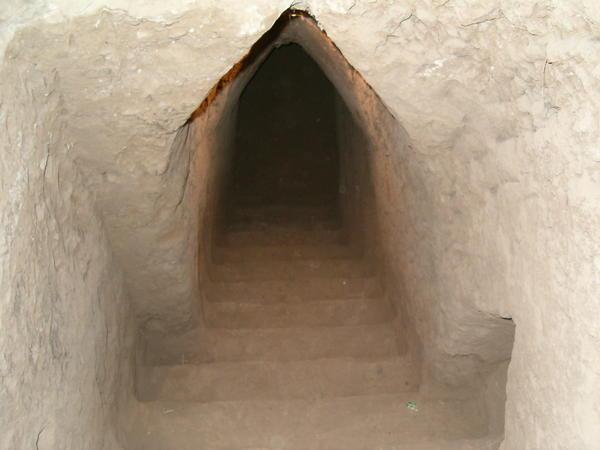 A staircase inside the Cholula pyramid