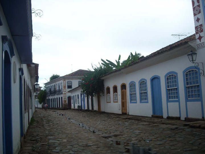 A cobbled street in Paraty