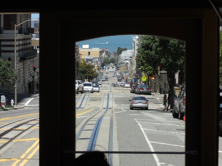 The view from inside the streetcar
