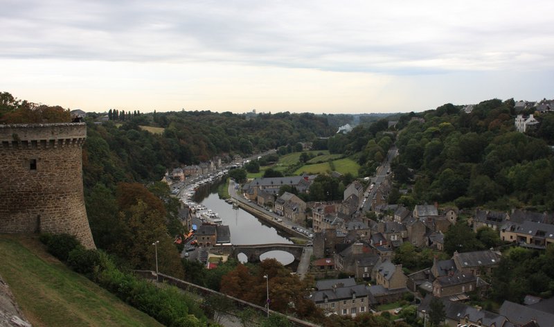 View over the lower town and port from the ramparts of Dinan