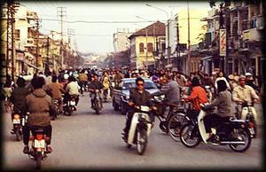 hanoi streets packed with motos