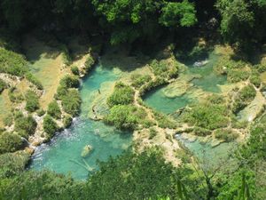 The view of Semuq Champey from the Mirador lookout point