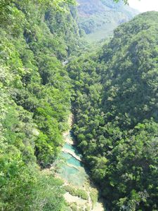 The view of Semuq Champey from the Mirador lookout point