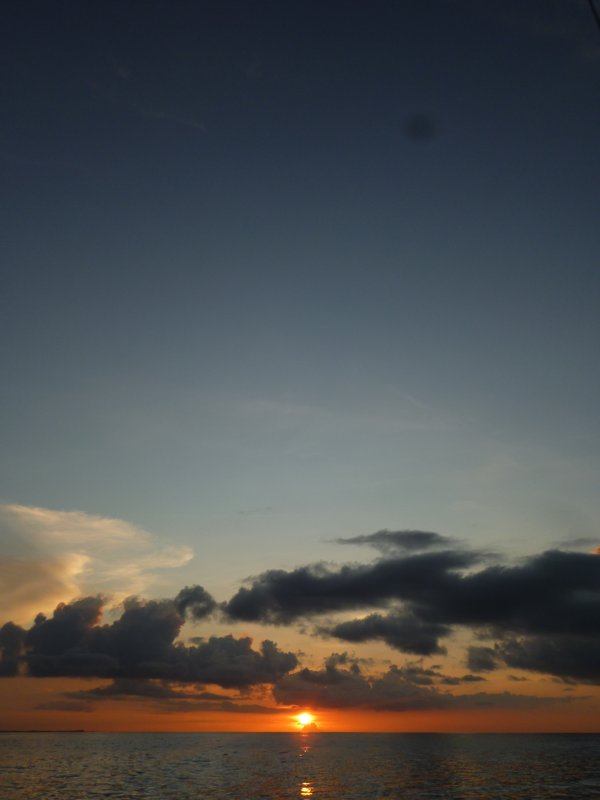 Sunset on the open ocean to Cartagena