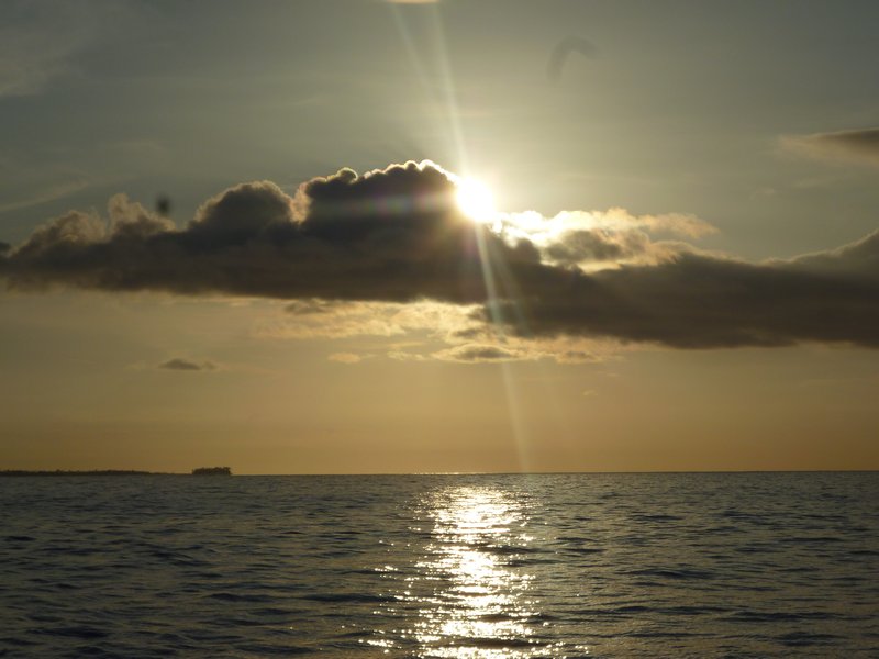Sunset on the open ocean to Cartagena