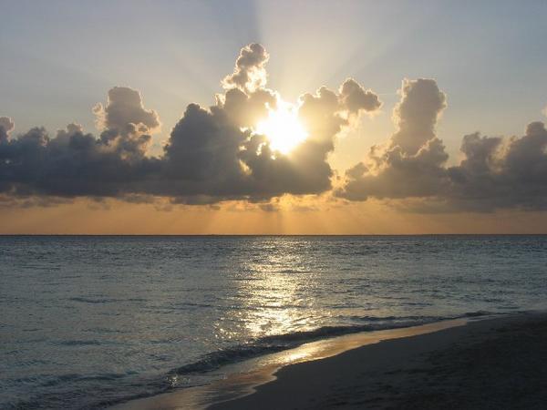 The sun setting over Playa Norte