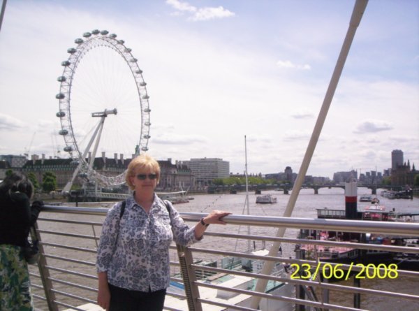 Sue with London Eye behind