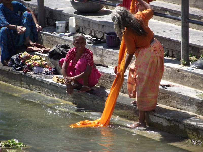 Cleaning Clothes at Ghats