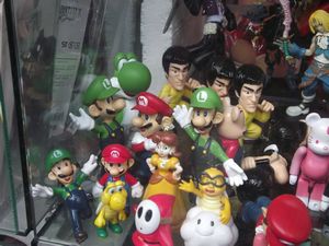 Mario Figures and Bruce Lee
