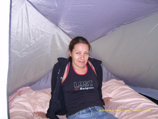 Cheryl in Tent