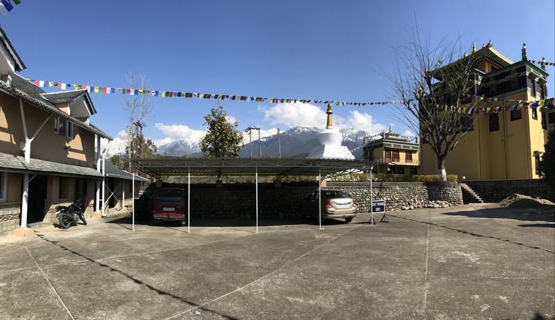 The Gompa to the right