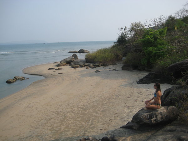 Meditating overlooking the ocean in Goa