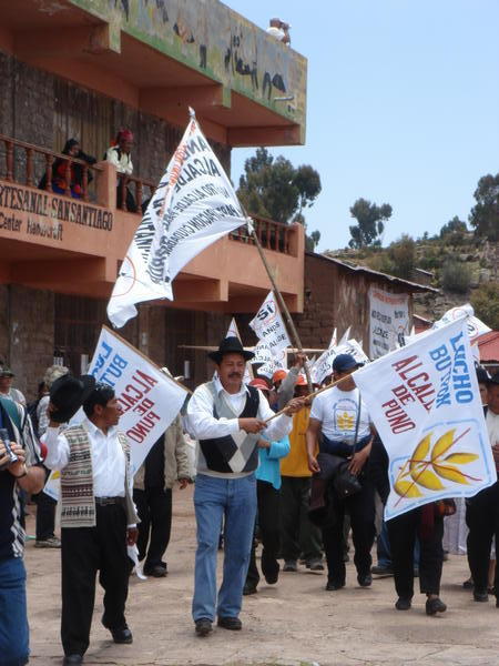 Political rally on Isla Taquile