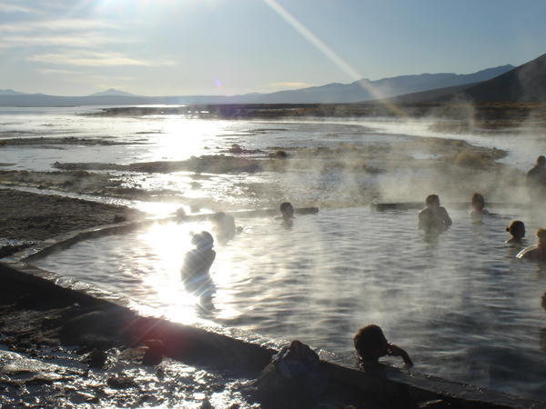 Early morning dip in aguas thermales to thaw those frozen toes 