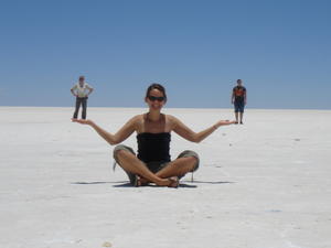 Fun and games in the salt plains.. carrying the boys 