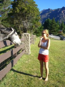 Meeting a beautiful horse.. But not quite brave enough to touch it! 