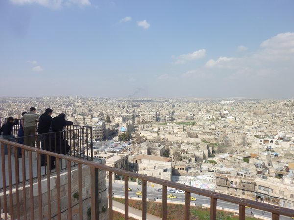 Taking in the view of the Old City of Aleppo from Citadel