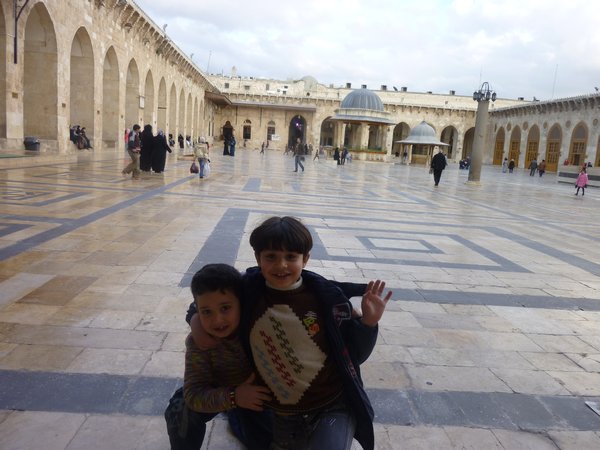 2 Boys at Grand Mosque in Aleppo