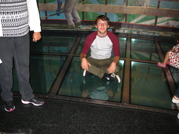 Aled on Cn Tower glass floor