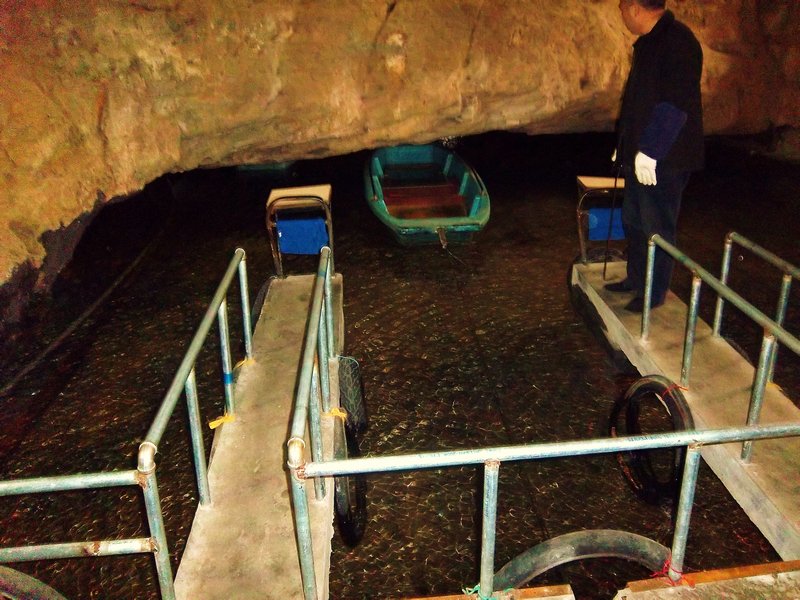 The boat to enter the main section of the cave