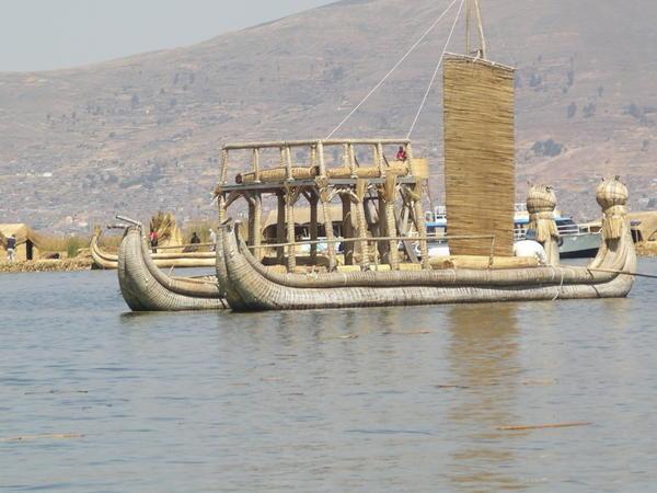 One of the boats made from reeds