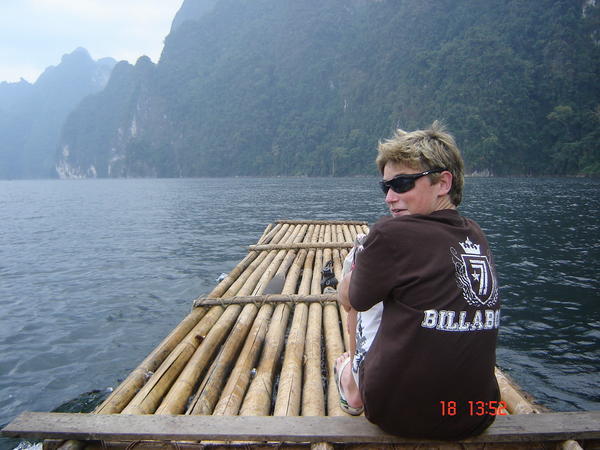 On our Bamboo Raft on the way to Coral Cave