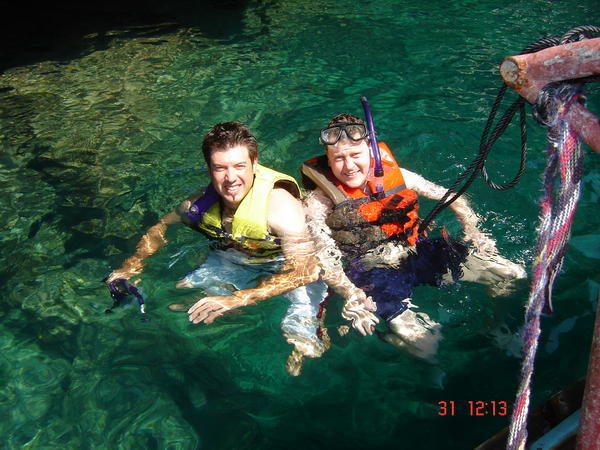 Heath and Pat snorkelling