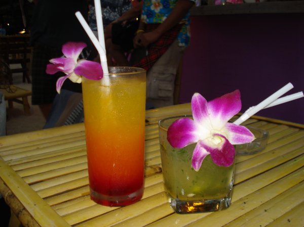 Our first drinks on the Island....