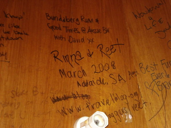 We even got to sign the Roof of the Aussie Bar!!