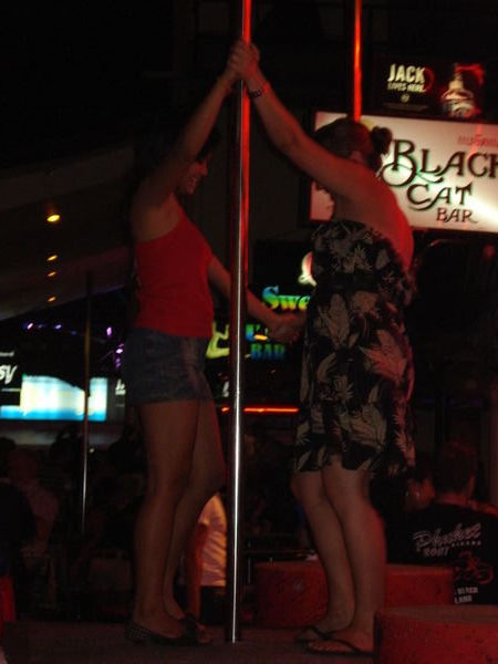 A bit of poledancing with the bar girls! LOL