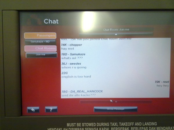 Chat sessions with other passengers!