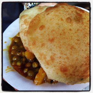 Kachuri with Pea & Potato Curry