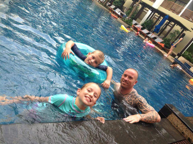 Family time in the pool 